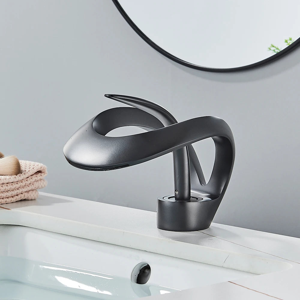 Rozin Luxury Basin Faucet Waterfall Deck Mount Hot Cold Mixer