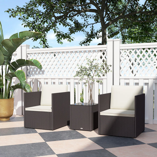 Outsunny Folding Wicker Patio Furniture Set For Outdoor Gardens
