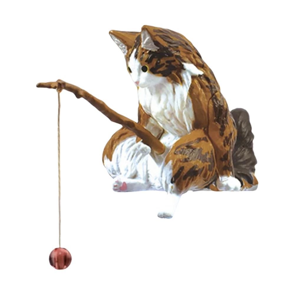 Sikiwind Cute Fishing Cat Figurine Sitting Cat Ornament Aquarium