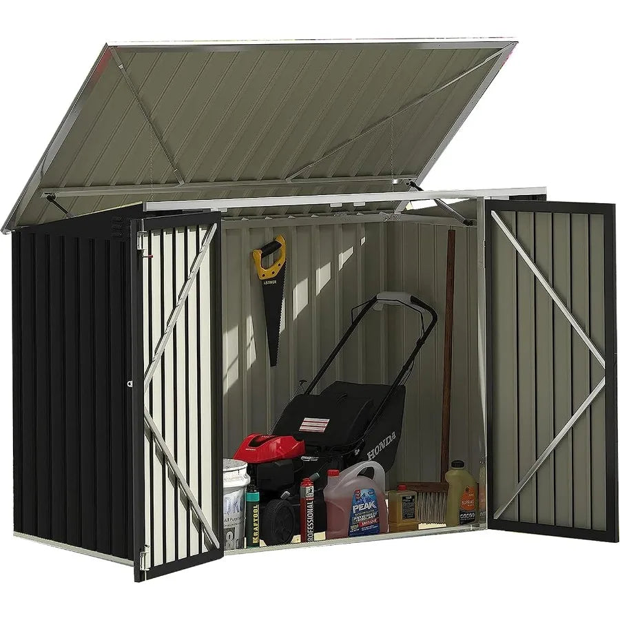 Devoko Metal Outdoor Storage Shed With Lockable Sloping Roof