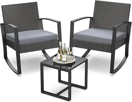 Outdoor Rattan Patio Bistro Furniture Set With Coffee Table