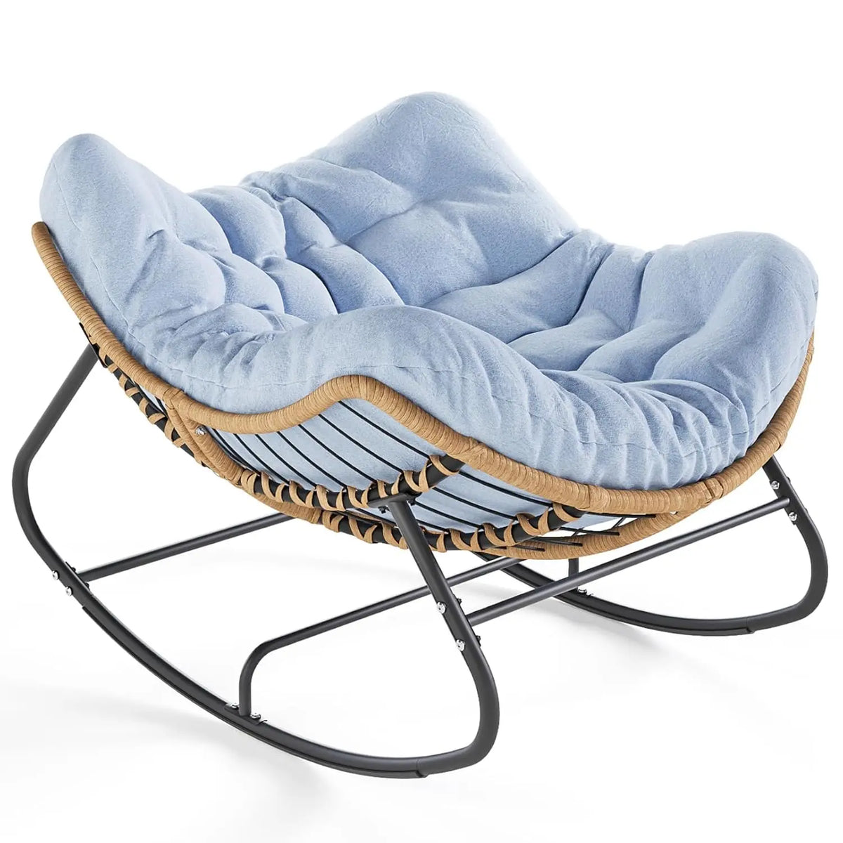 Rattan Rocking Chair With Footrest For Outdoor Patio Garden