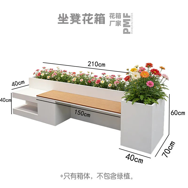 Modern Nordic Metal Planter Bench For Outdoor Gardens
