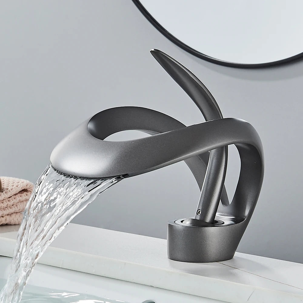 Rozin Luxury Basin Faucet Waterfall Deck Mount Hot Cold Mixer