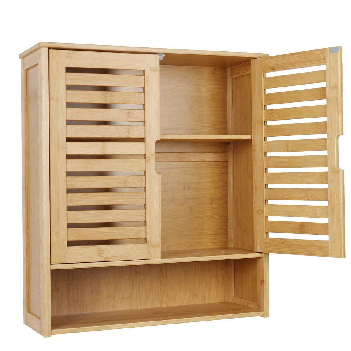 Wisfor Wall Mounted Bamboo Bathroom Cabinet Medicine Cupboard Organizer