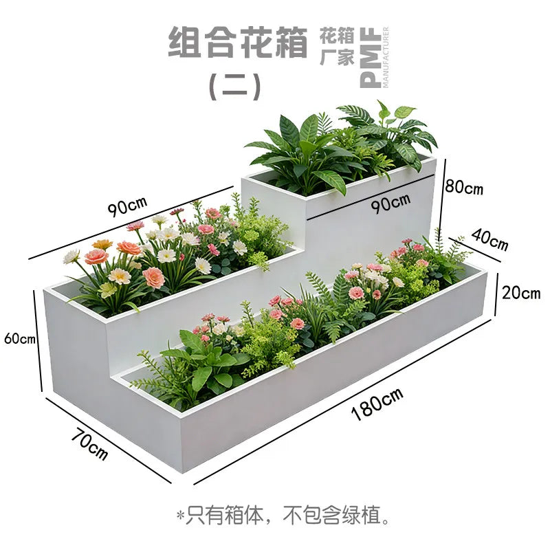 Modern Nordic Metal Planter Bench For Outdoor Gardens
