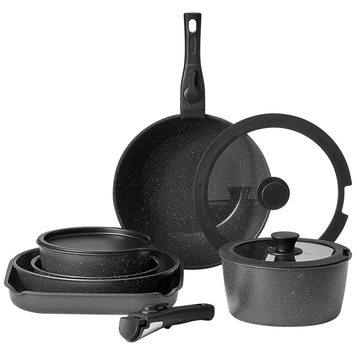 SucceBuy 17 Piece Nonstick Granite Cookware Set For Induction Compatible