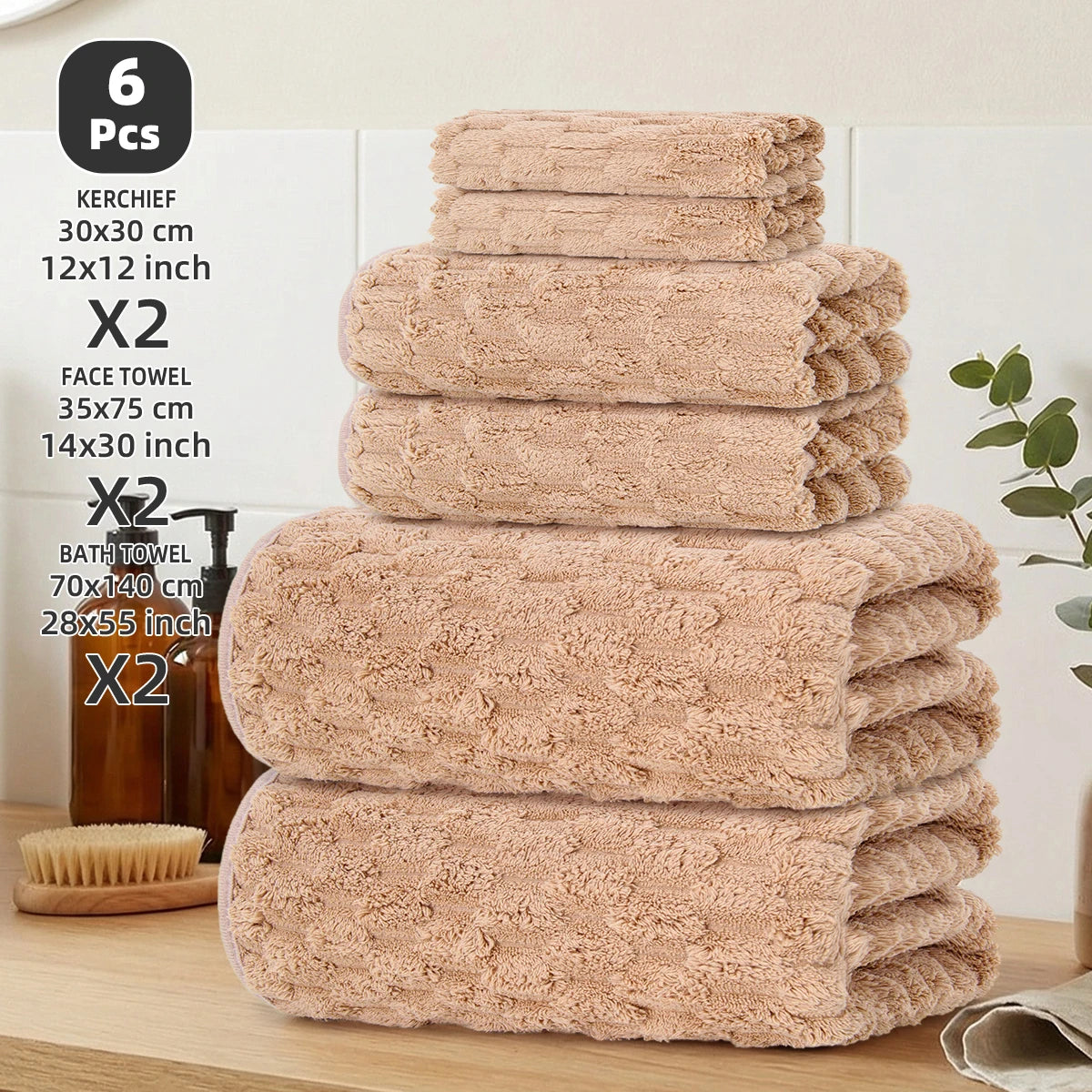Luxury 6 Piece Velvet Bath Towel Set Soft Stain Resistant