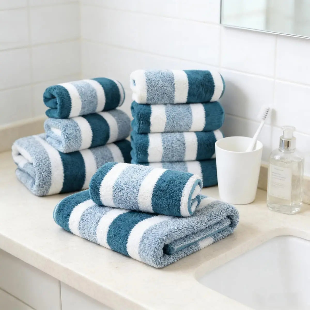 Quick Absorbent Plush Bathroom Towel Set For Home And Hotel