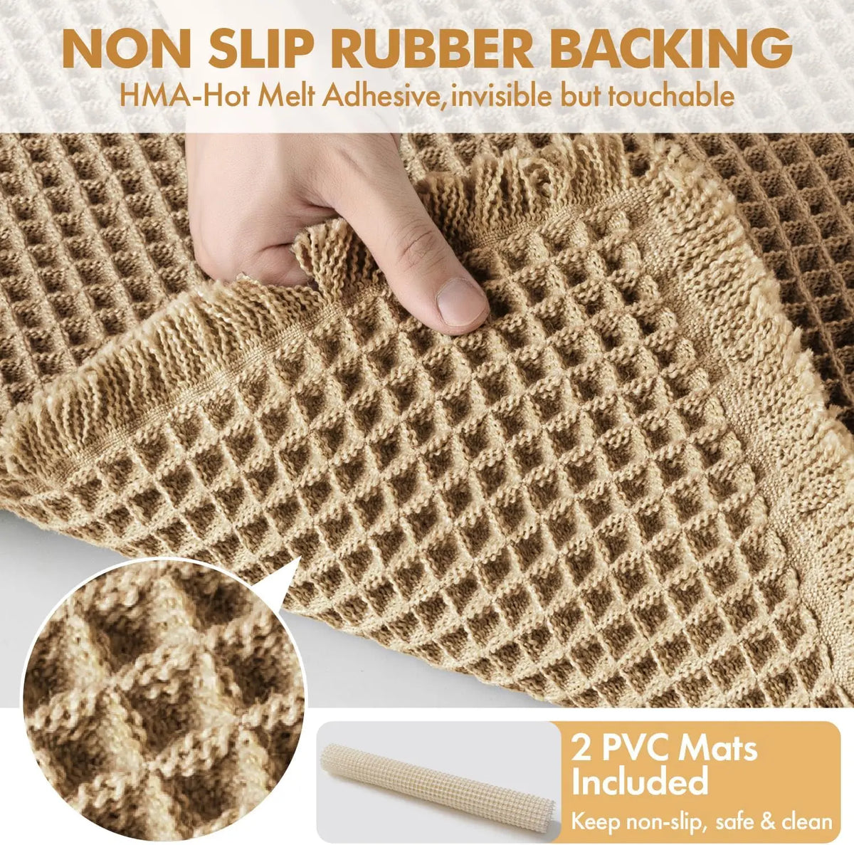 Waffle Bath Rugs Set Of 2 Non Slip Washable Mats For Bathroom