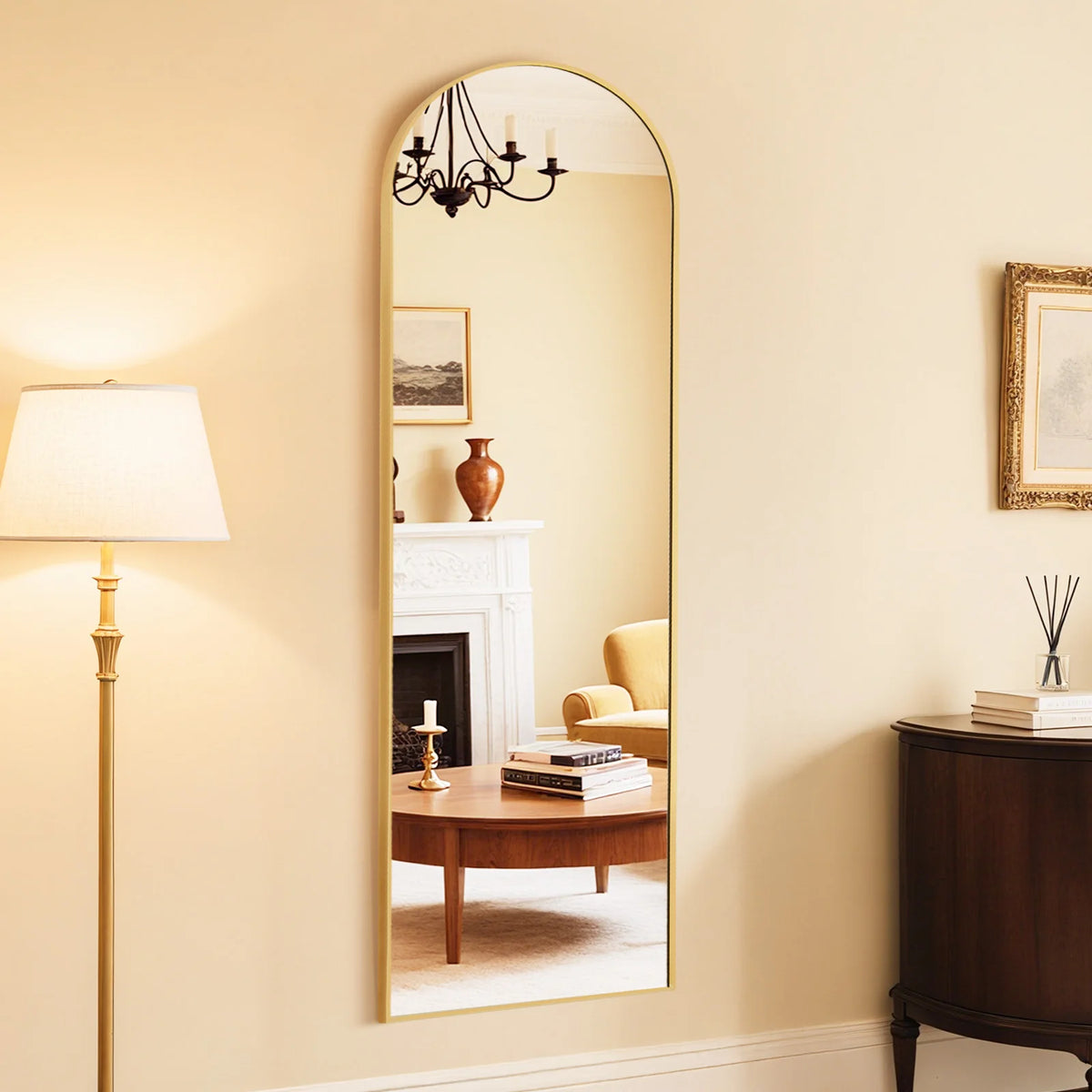 JHK Full Length Mirror With Tempered Glass Aluminum Frame