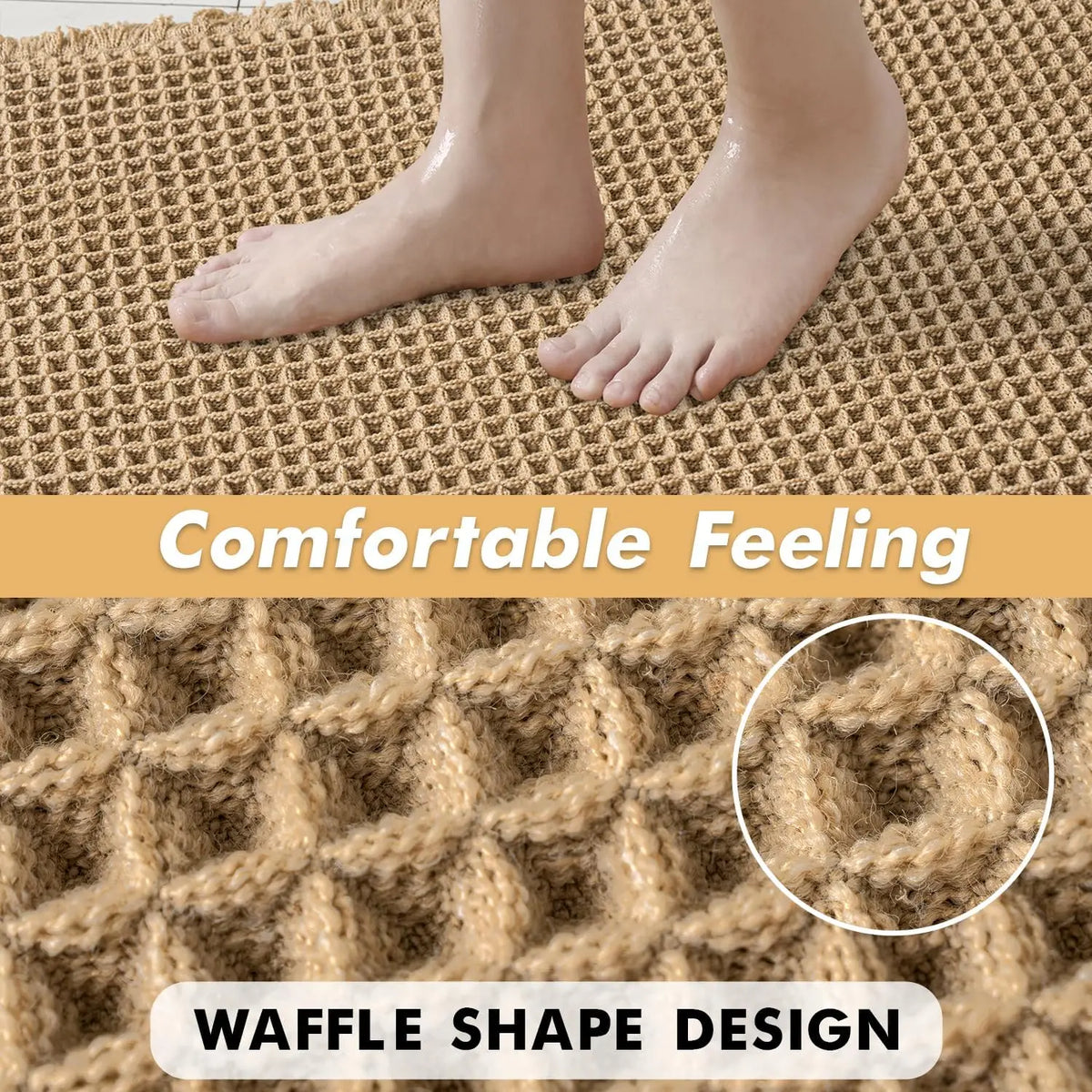 Waffle Bath Rugs Set Of 2 Non Slip Washable Mats For Bathroom