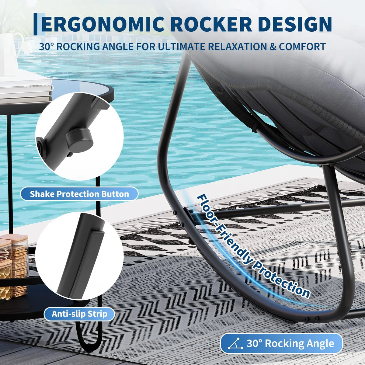 Studyset Outdoor Rocking Chair Metal Rattan Frame For Home Patios