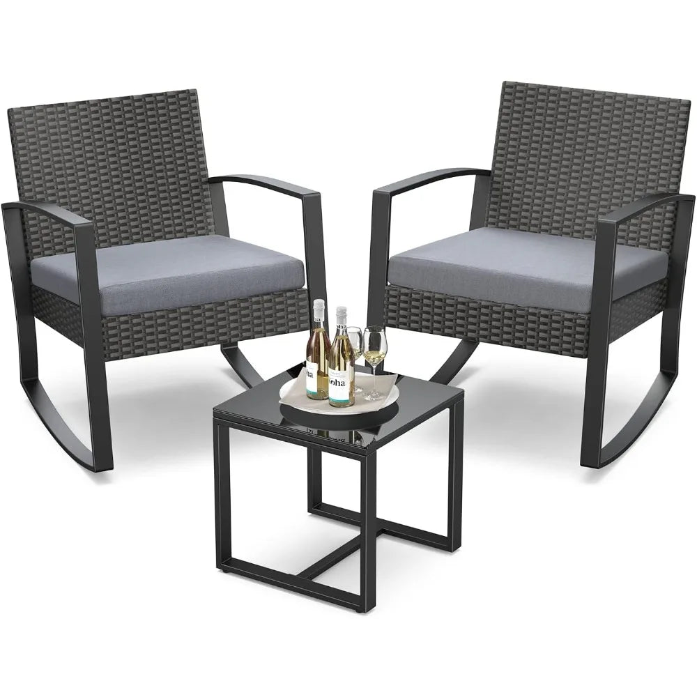 Outdoor Rattan Patio Bistro Furniture Set With Coffee Table