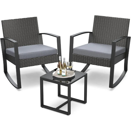 Outdoor Rattan Patio Bistro Furniture Set With Coffee Table