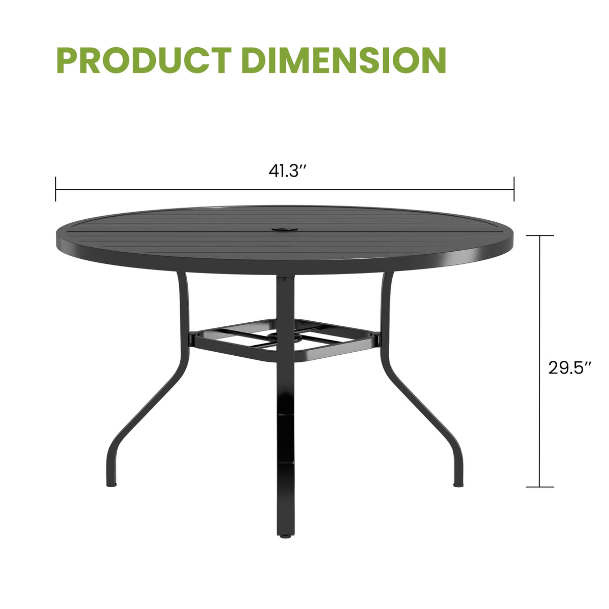 FARINI Outdoor Iron Round Patio Dining Table With Umbrella Hole