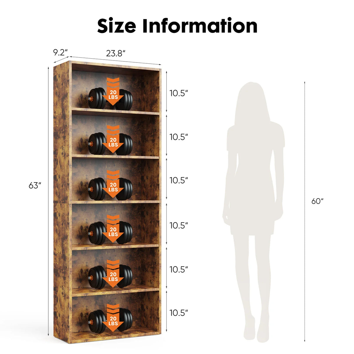 JHK Modern Wooden Bookcase For Home And Office Storage