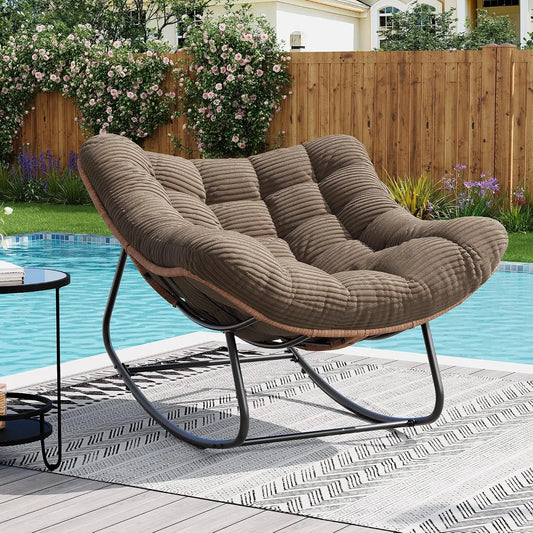Studyset Outdoor Rocking Chair Metal Rattan Frame For Home Patios