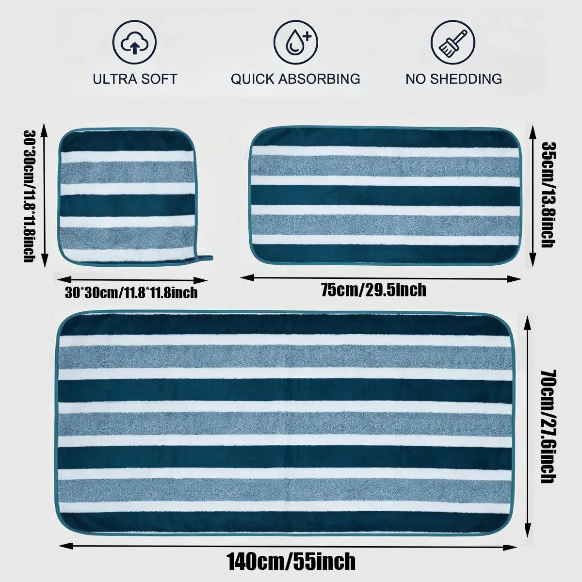 Quick Absorbent Plush Bathroom Towel Set For Home And Hotel