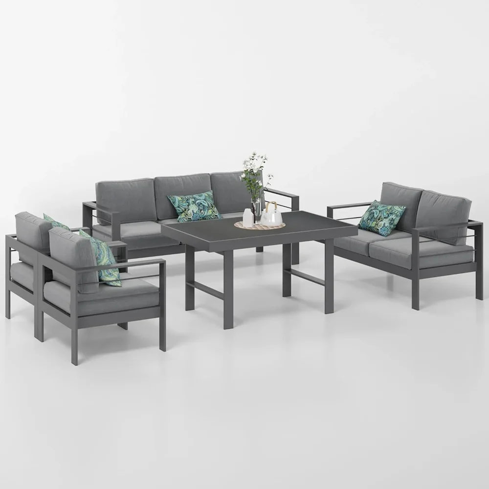 Aluminum Outdoor Patio Furniture Set With Durable Waterproof Cushions