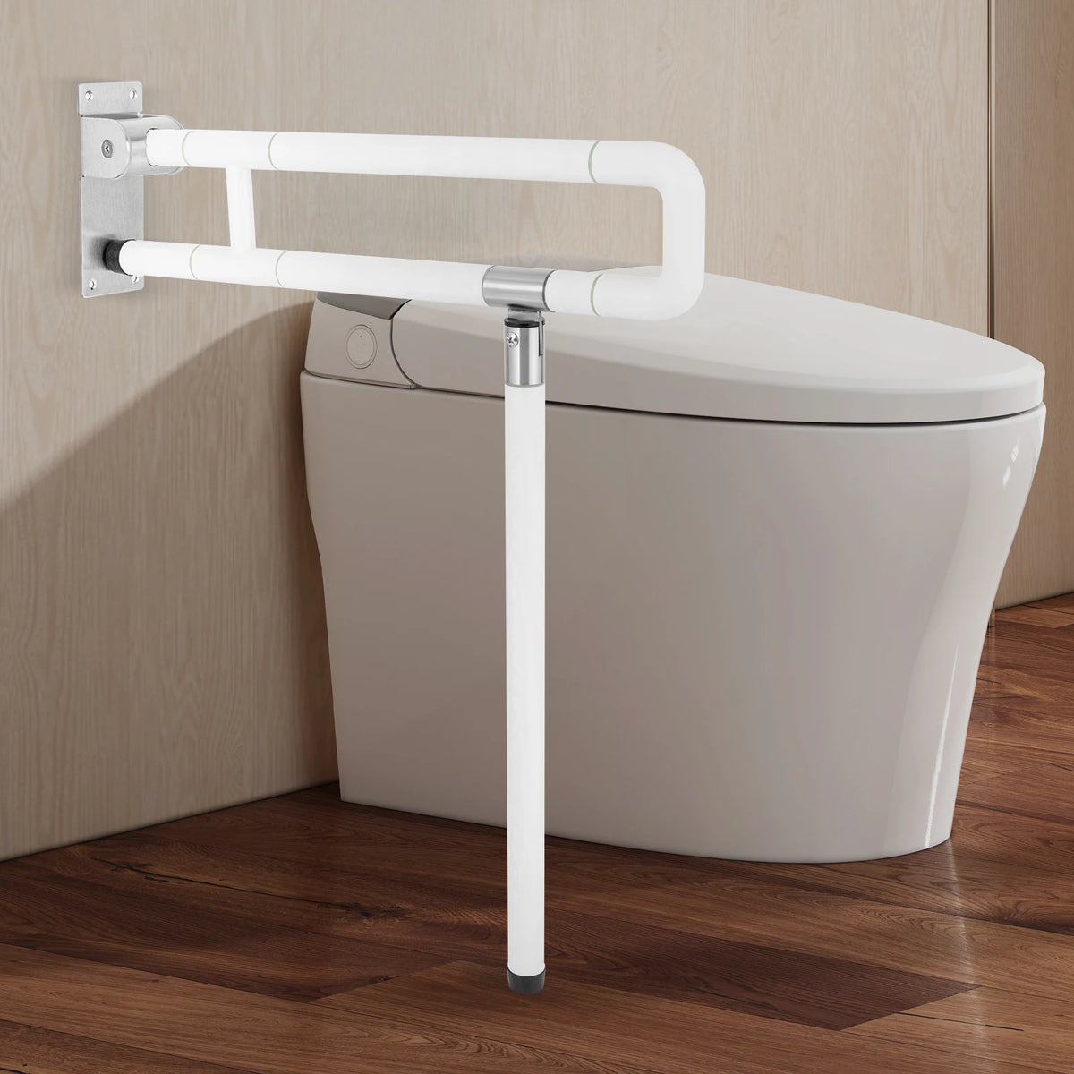 Non Slip Toilet Grab Bar Foldable Drop Down Rail For Handicap Use