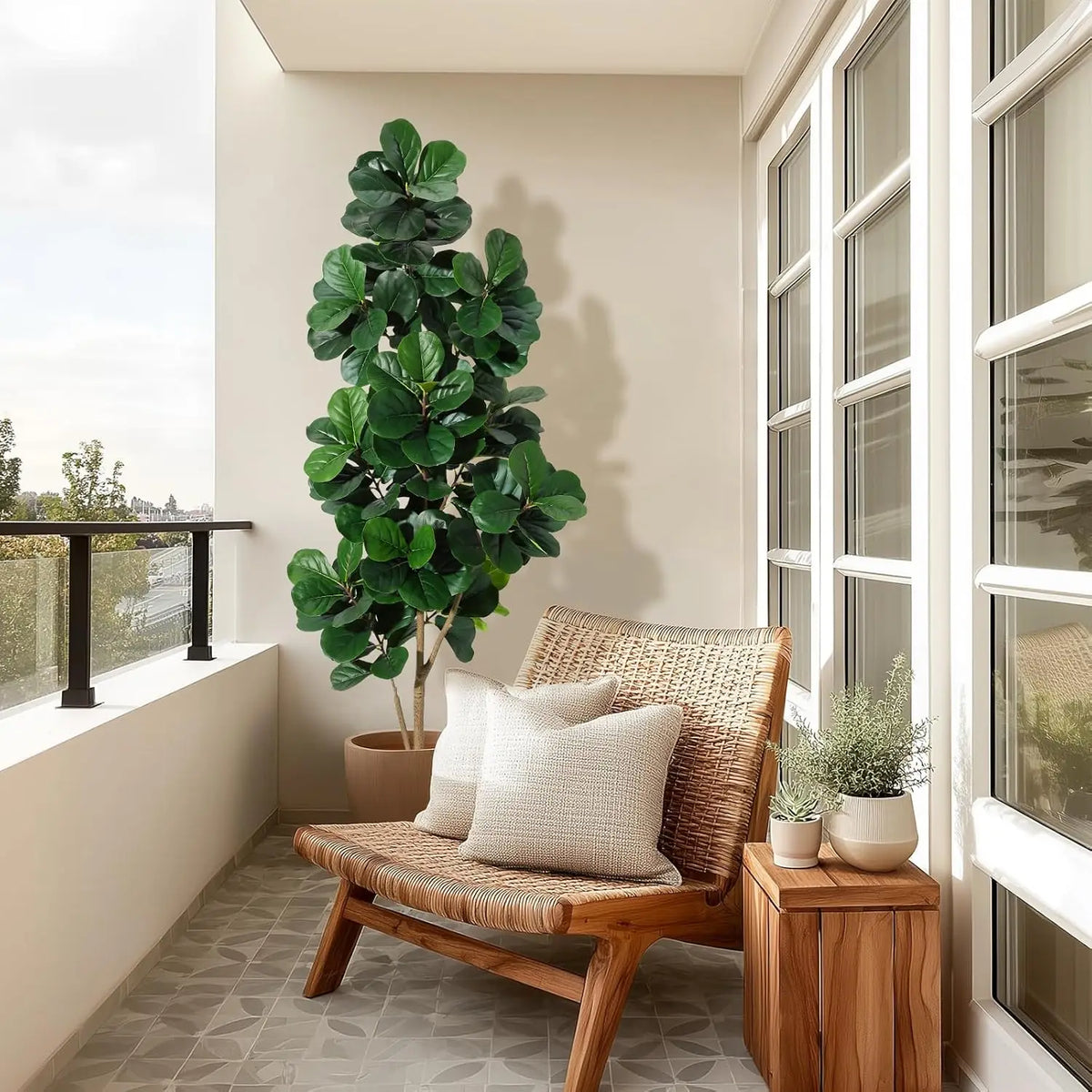 HiMISS Fiddle Leaf Fig Tree Artificial In Planter Home Decor