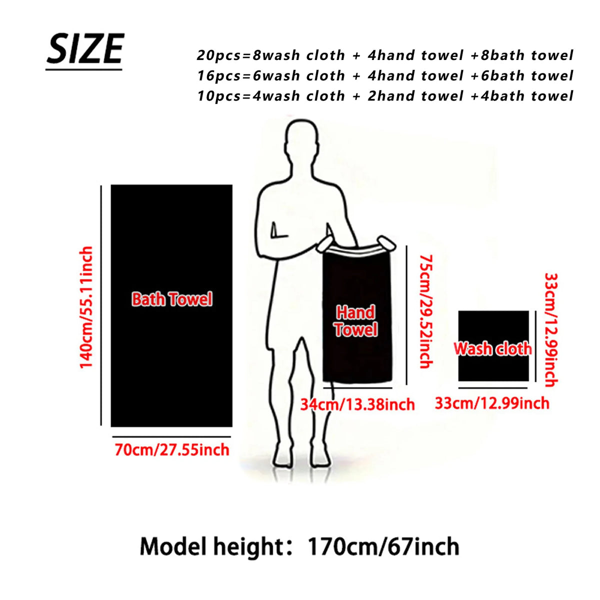 Premium Cotton Bath Towel Set Bathroom High Absorption Fast Drying