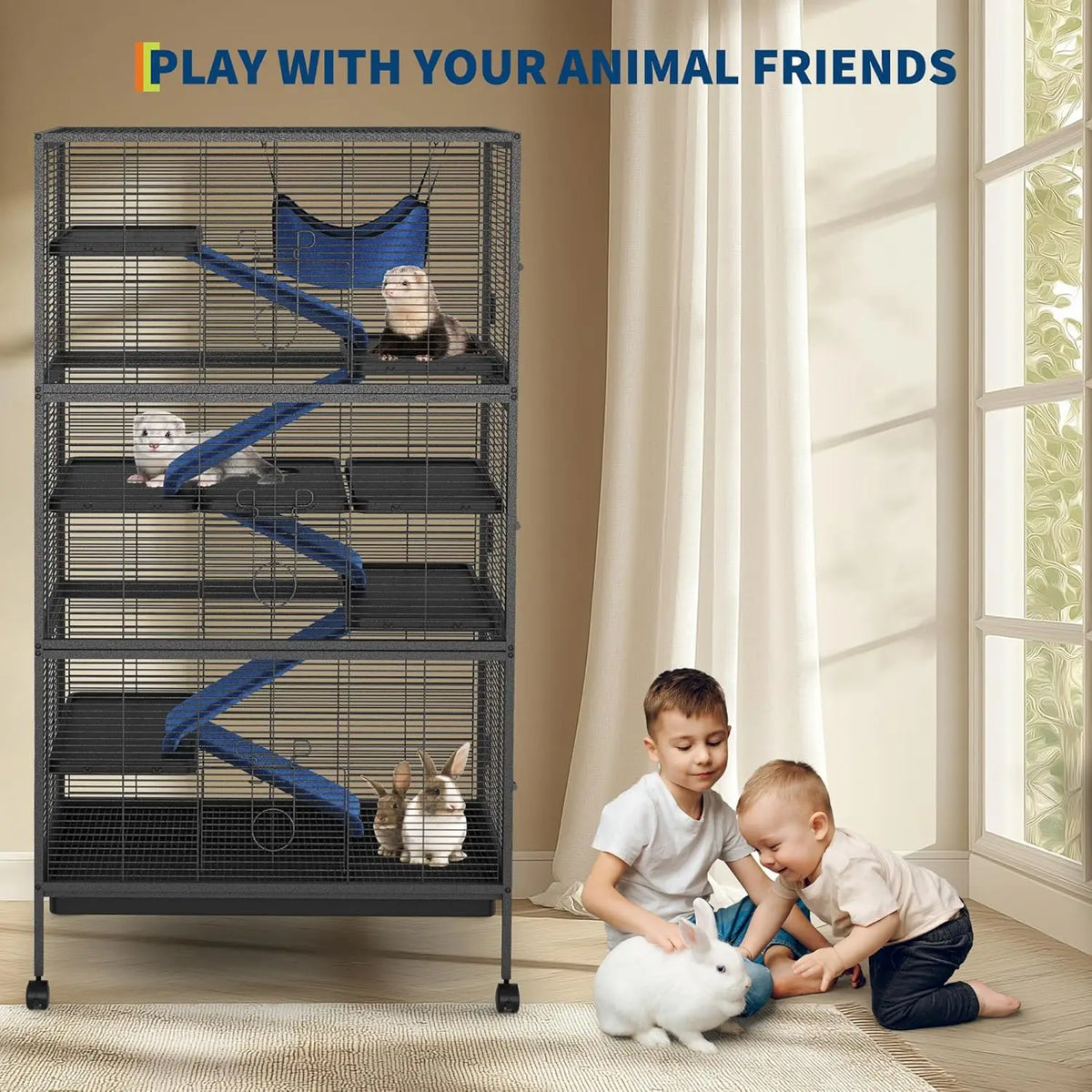 Metal Bird Cage With Rolling Stand And Multiple Access Doors