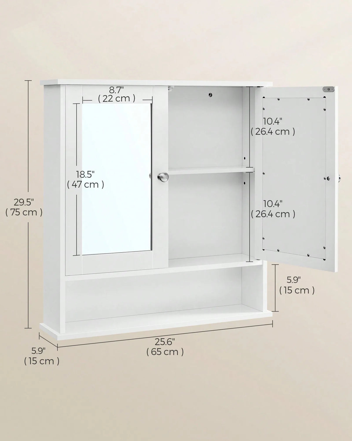 Wood Wall Mount Medicine Cabinet Mirrored Doors Adjustable Storage