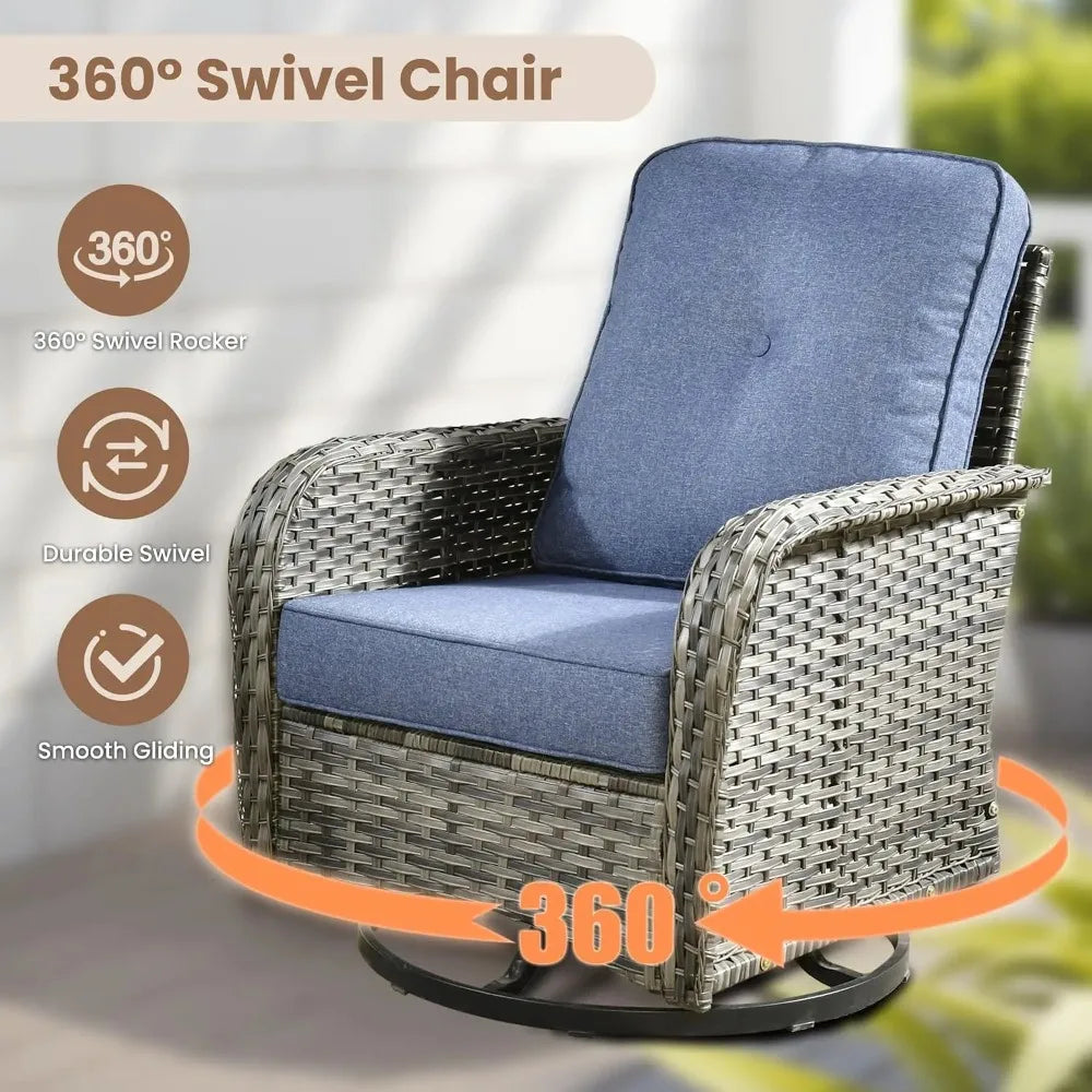 All Weather Wicker Outdoor Patio Furniture Five Piece Conversation Set