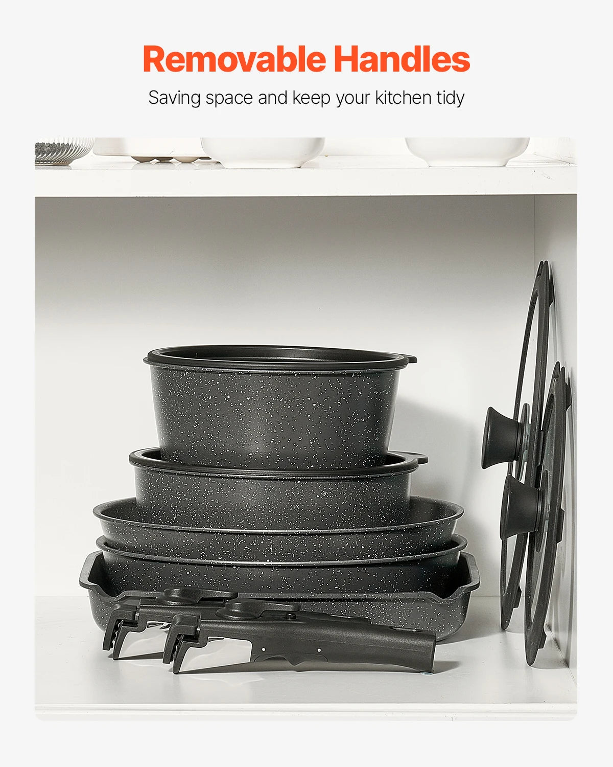 SucceBuy 17 Piece Nonstick Granite Cookware Set For Induction Compatible