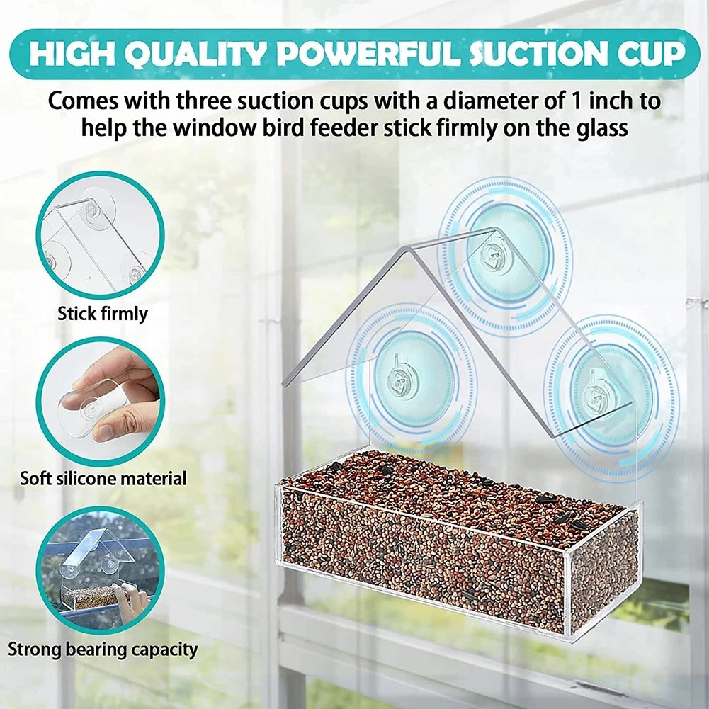 Window Mounted Bird Feeder With Suction Cups For Wild Birds