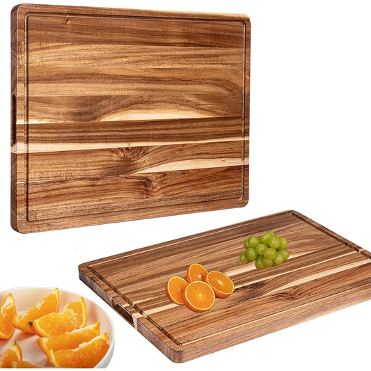 TWISTER.CK Wood Cutting Board With Juice Groove And Handle Reversible