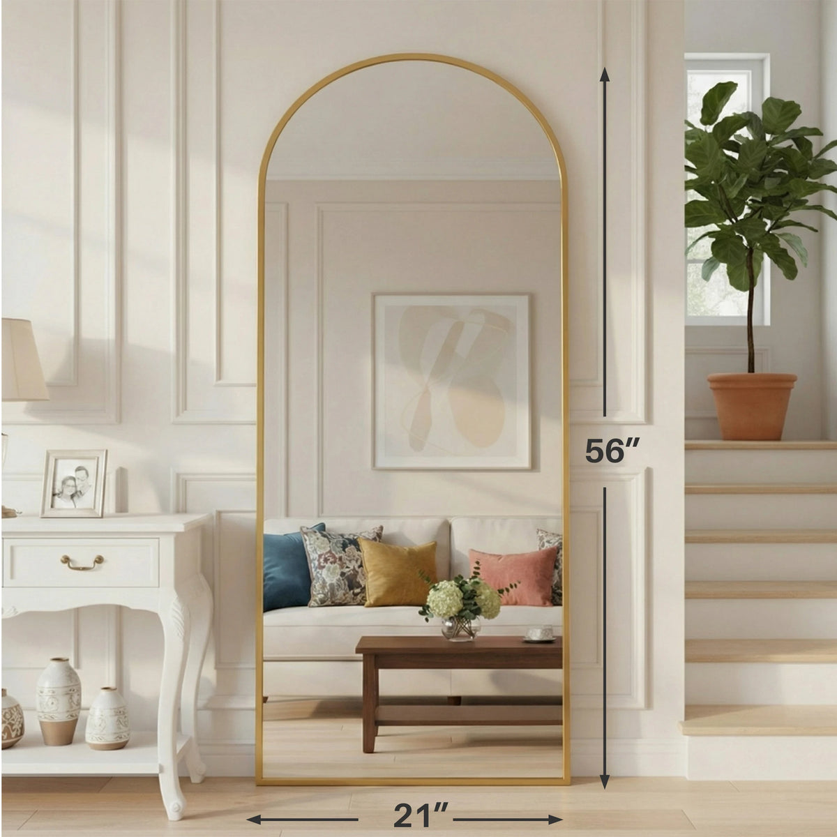 JHK Full Length Mirror With Tempered Glass Aluminum Frame