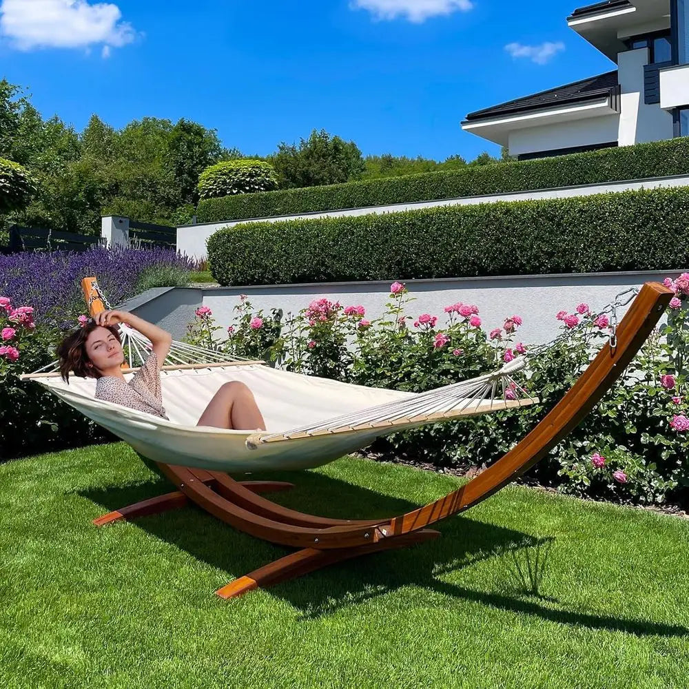 Heavy Duty Two Person Hammock With Sturdy Stand For Outdoors