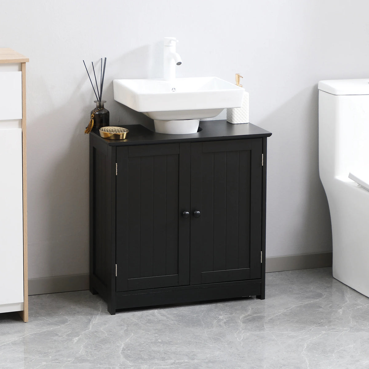 Homcom Modern Under Sink Bathroom Cabinet With Double Door Storage