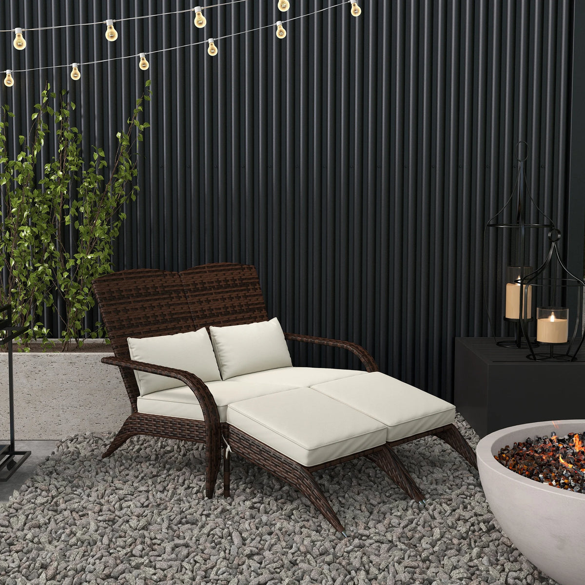 Outsunny Wicker Adirondack Outdoor Patio Chairs With Cushions