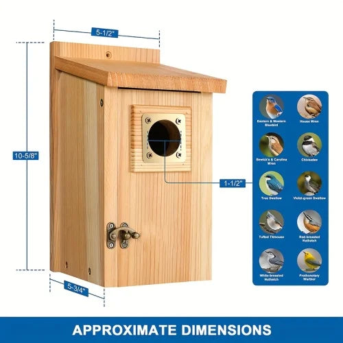 Pine Bird Houses With Copper Guard For Small Birds