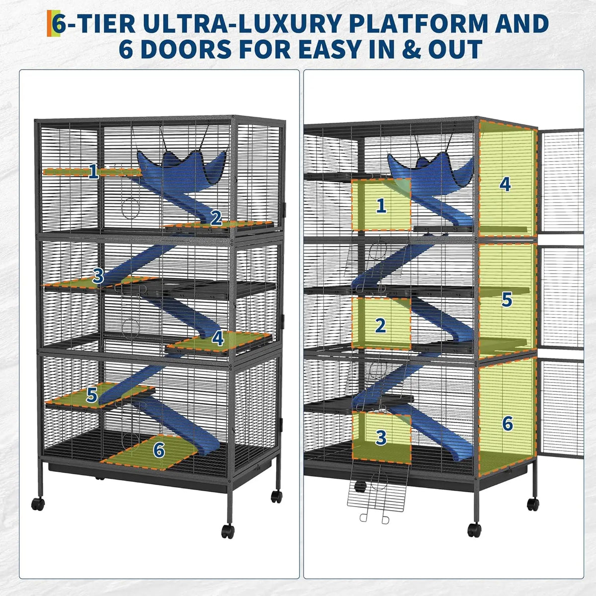 Metal Bird Cage With Rolling Stand And Multiple Access Doors