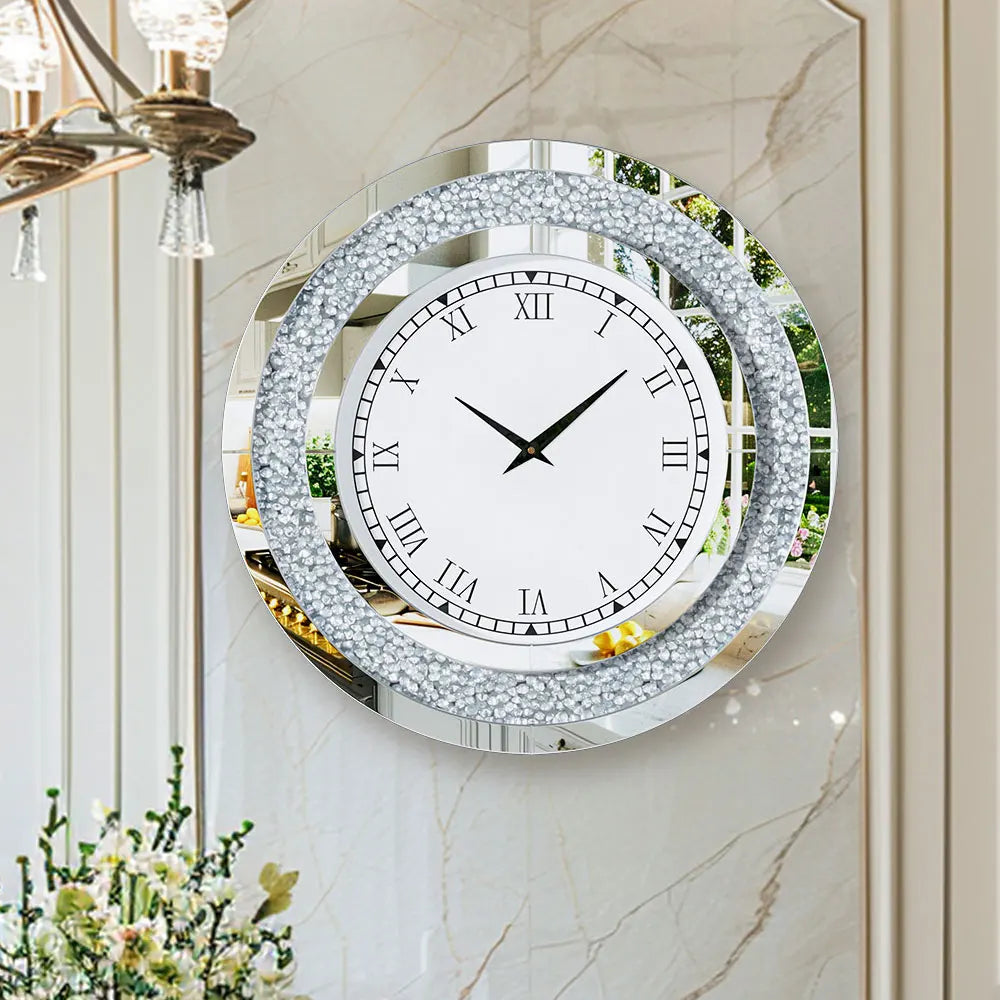 Glamorous Diamond Edge Quartz Wall Clock With Silent Sweep Movement