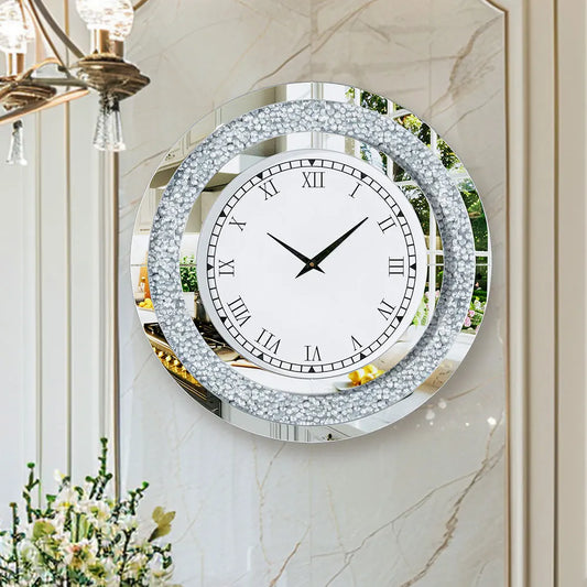 Glamorous Diamond Edge Quartz Wall Clock With Silent Sweep Movement