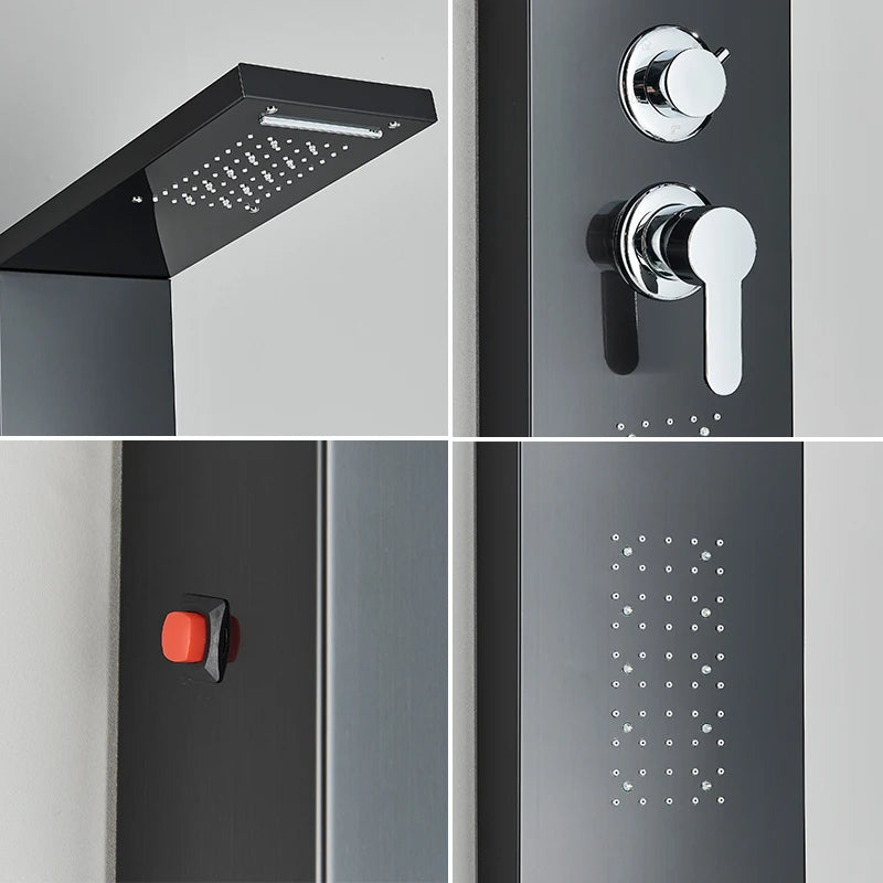 Led Shower Panel With Rainfall Column Faucet Hot And Cold Water