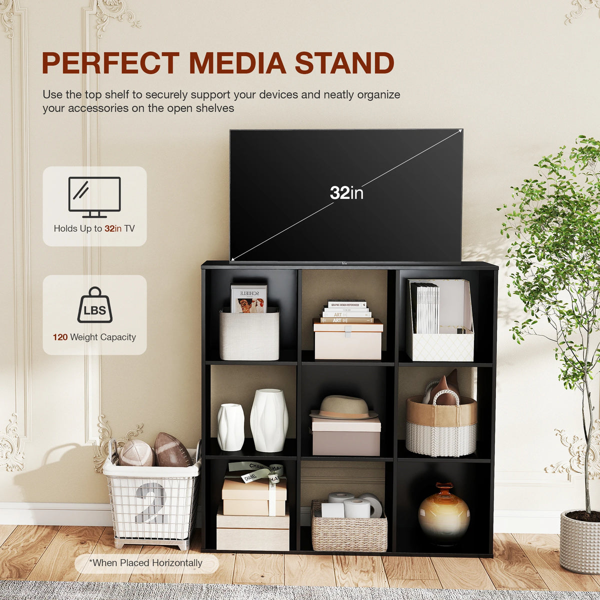 Jhk Modern Wooden 9 Cube Storage Organizer Bookcase