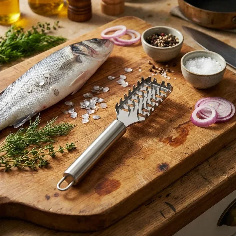 Multi Purpose Kitchen Scraper Fish Ginger Veggies Non Slip Handle
