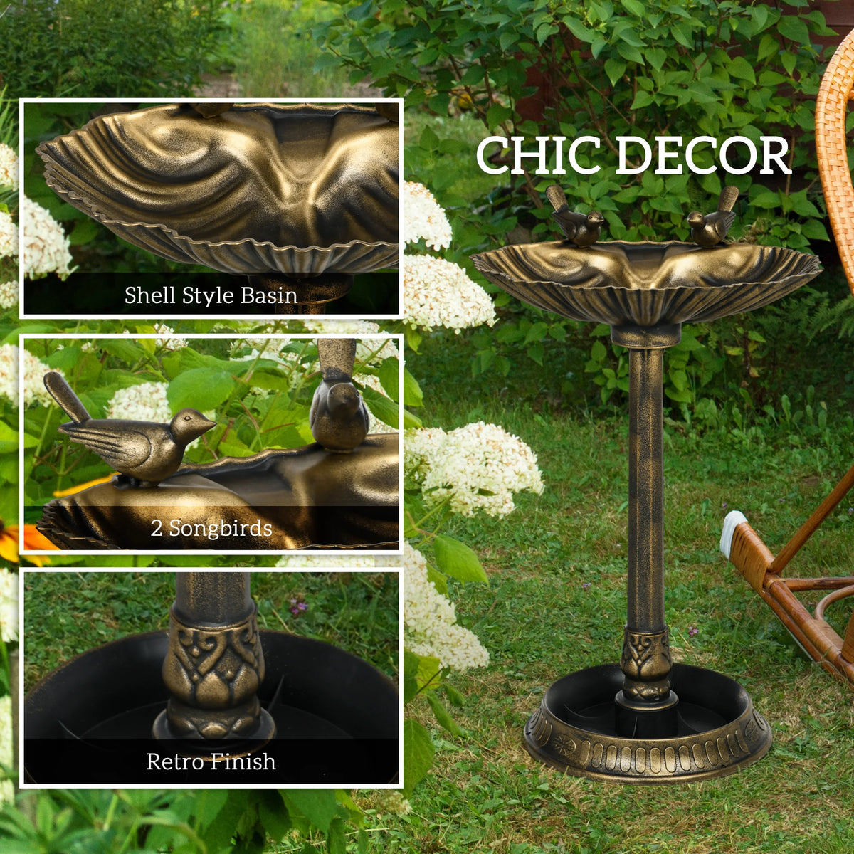 Outsunny Outdoor Bird Bath With Planter Pedestal And Bowl