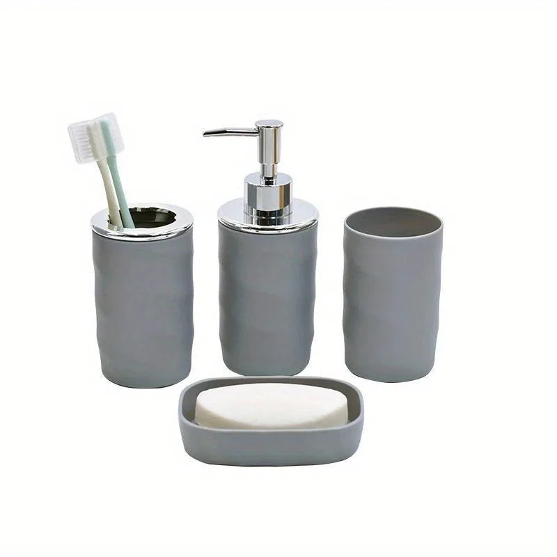 Modern Bathroom Accessory Set With Soap Dispenser And Toothbrush Holder