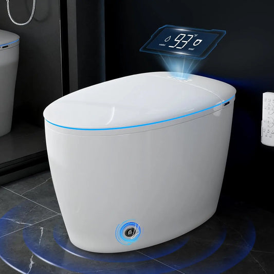 Smart Toilet With Built In Bidet Foam Shield Auto Open Close Lid Dual Flush