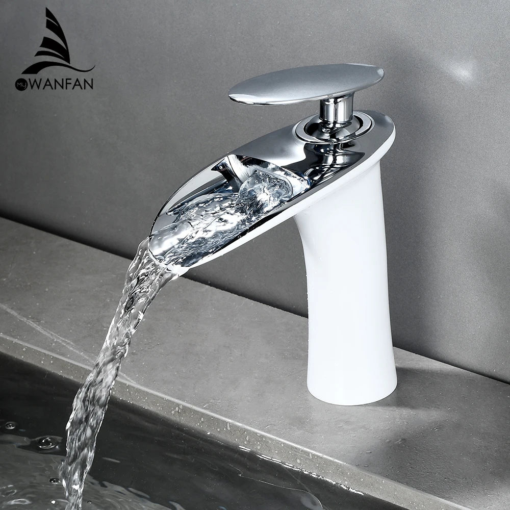 Brass Waterfall Single Handle Deck Mounted Basin Faucet 855
