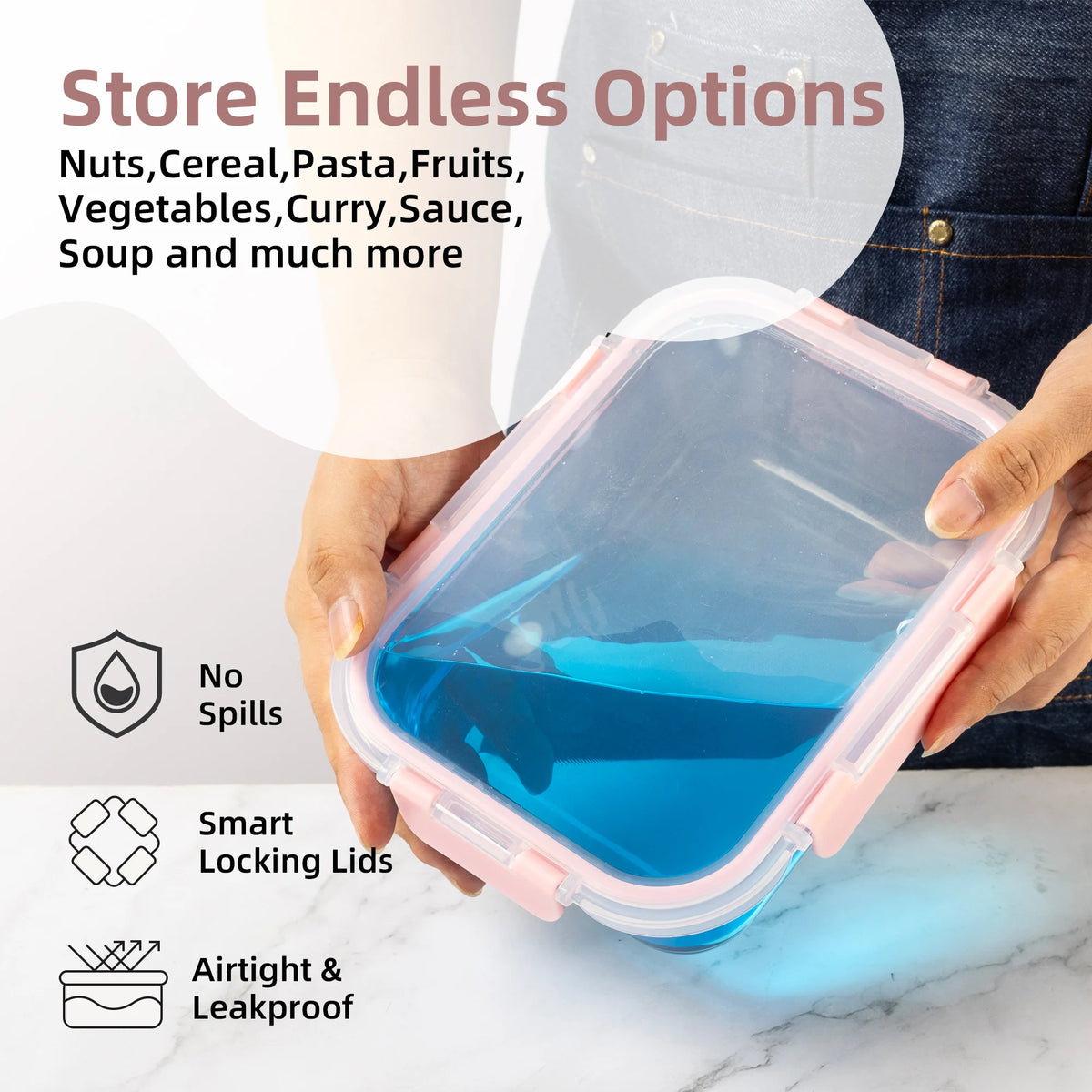 Glass Food Storage Containers Leakproof Airtight BPA Free Microwave Safe