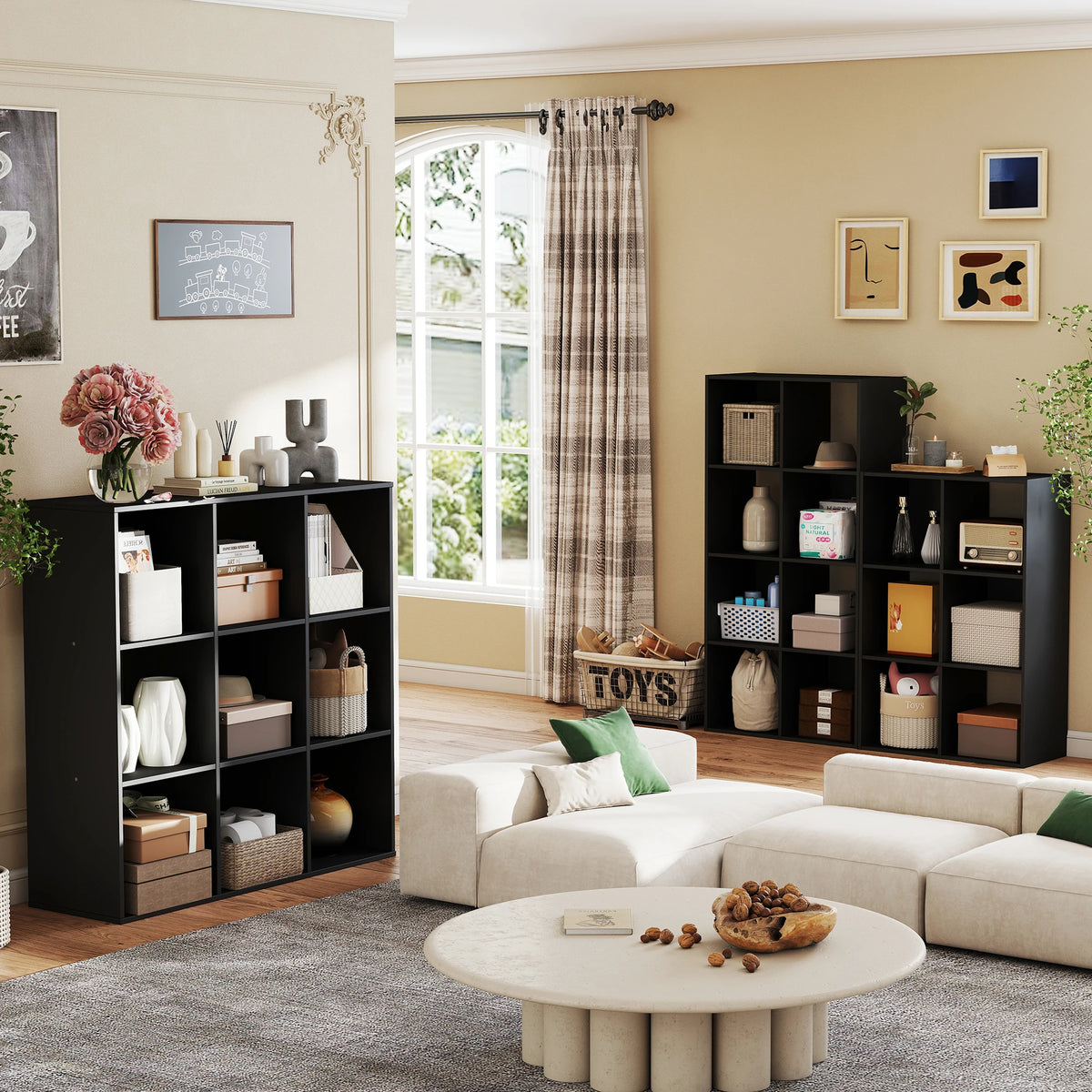 Jhk Modern Wooden 9 Cube Storage Organizer Bookcase